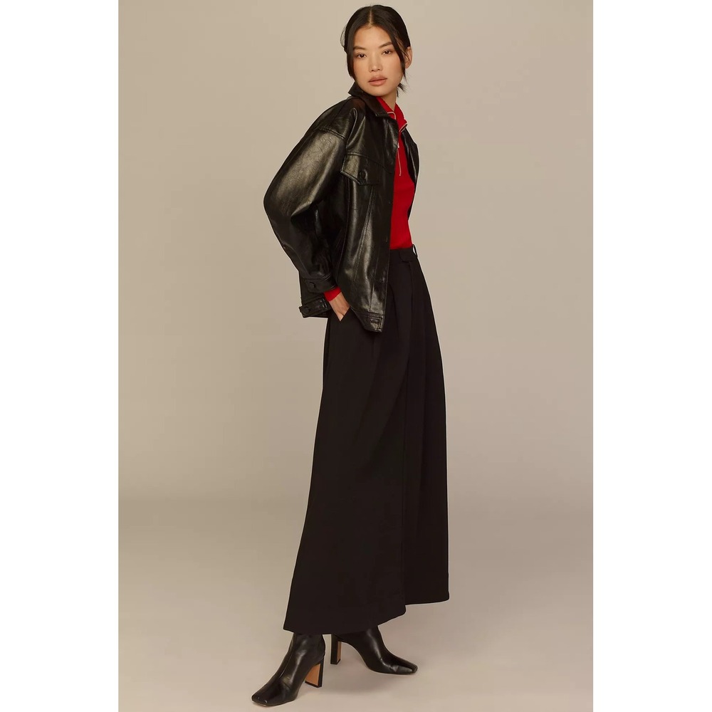 Maeve Anthropologie The Avery Pleated Maxi Skirt Black Size 8